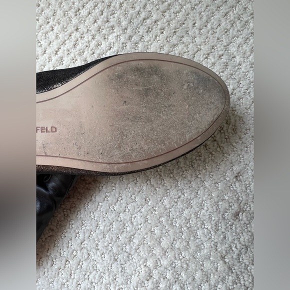Karl Lagerfeld Paris Lebois Metallic Suede Stitched Ballet Flats - Picture 5 of 9